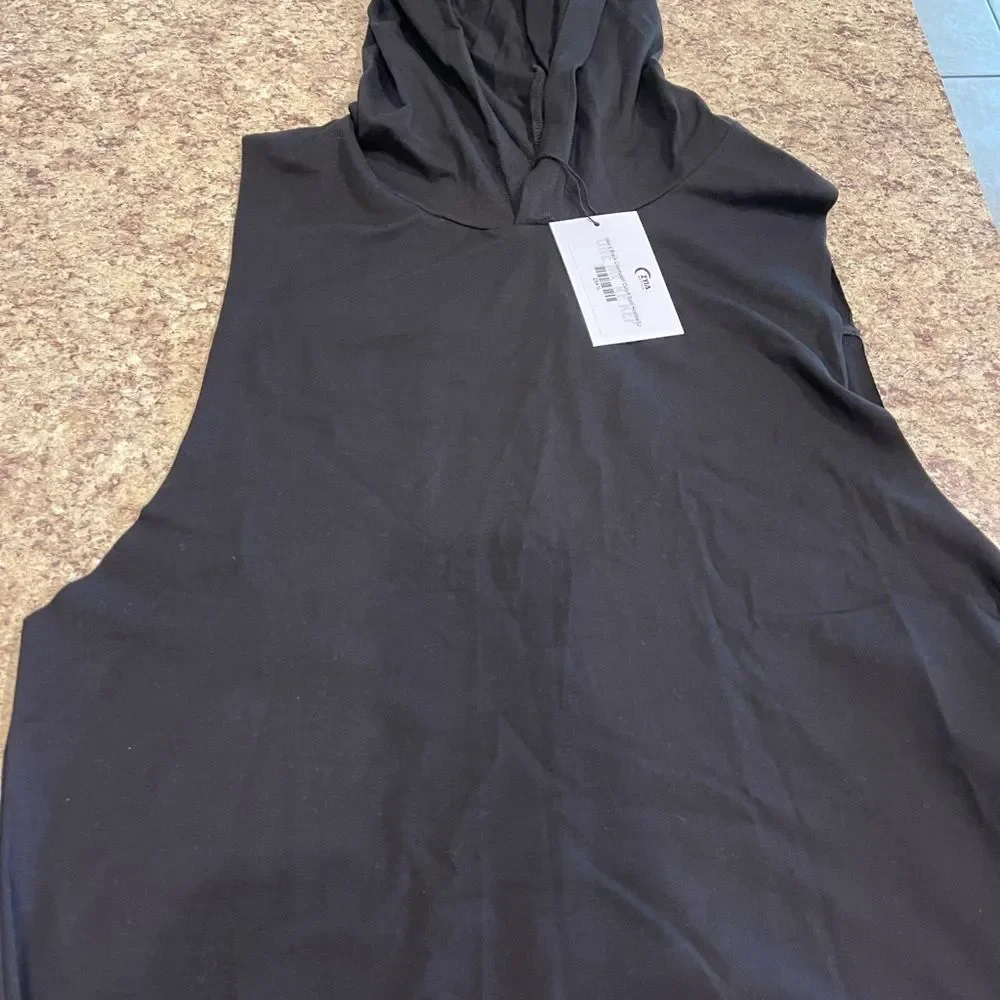 Men Black Champion cutoff hoodie - Picture 1 of 3